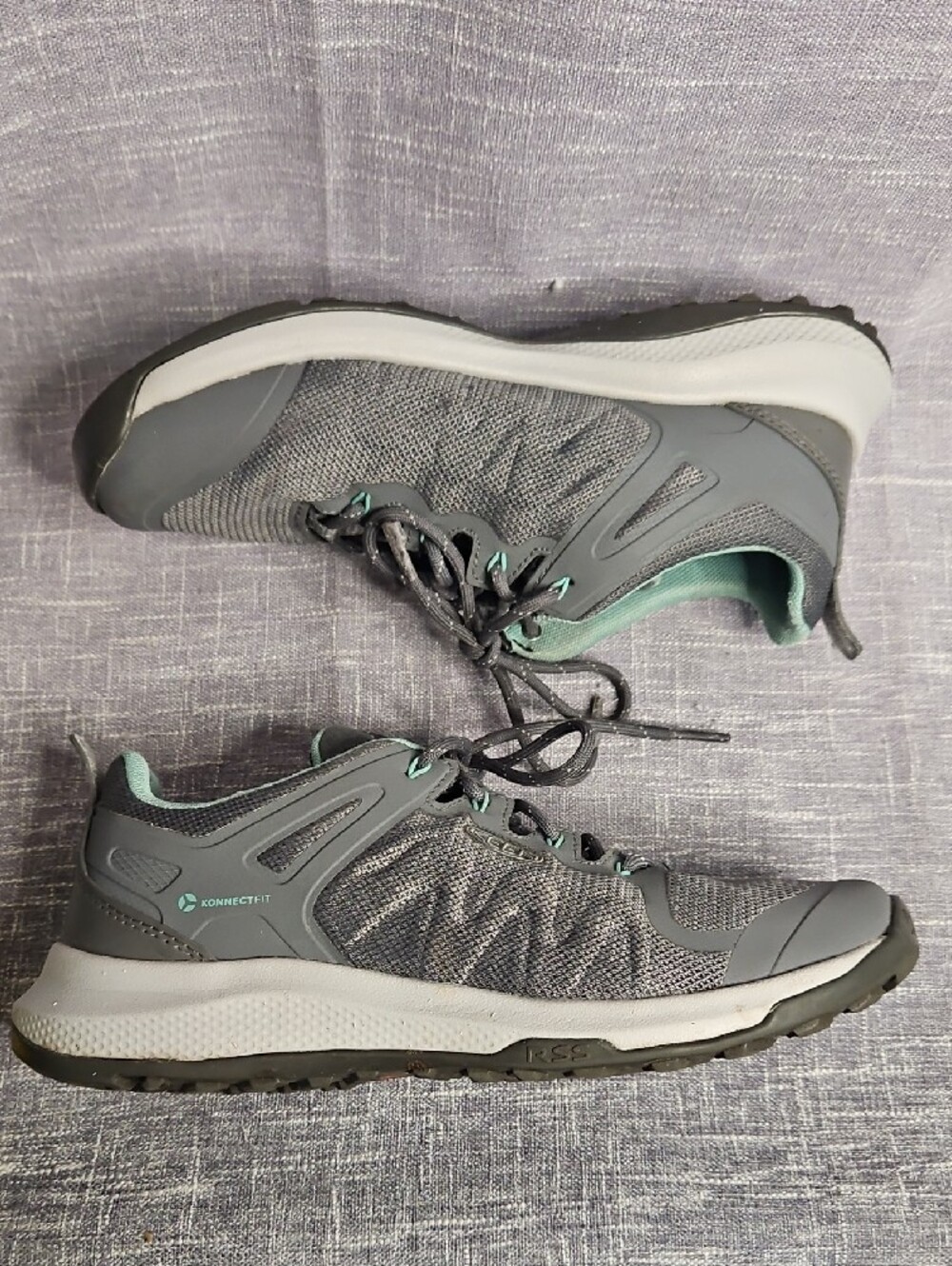 KEEN Explore Vent Women's Hiking Shoes Gray Teal Low Top Sneakers